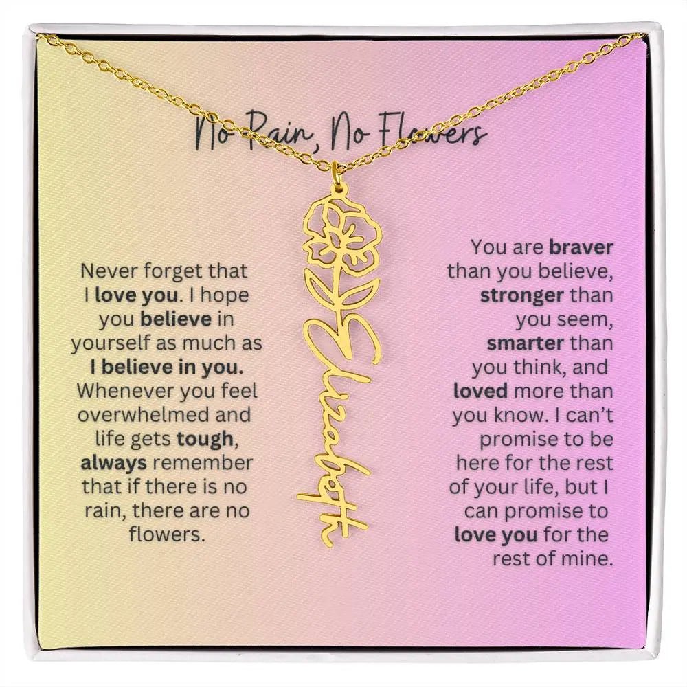 No Rain - No Flowers | Birth Necklace | Name Necklace | Elegant Jewelry Gift for Mom and Bonus Daughter - Ever Trendy Essentials
