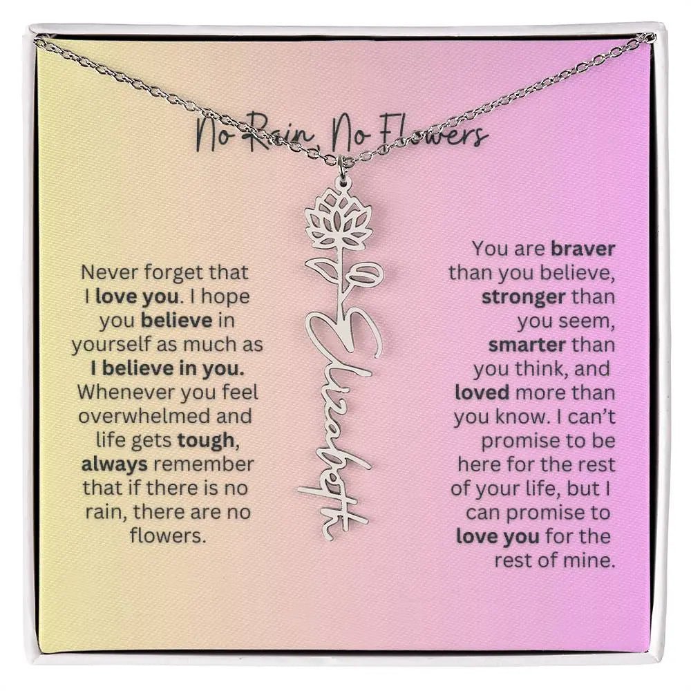 No Rain - No Flowers | Birth Necklace | Name Necklace | Elegant Jewelry Gift for Mom and Bonus Daughter - Ever Trendy Essentials