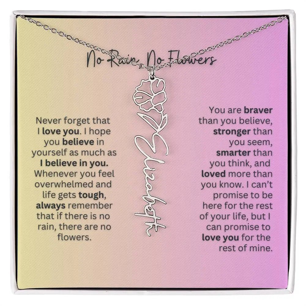 No Rain - No Flowers | Birth Necklace | Name Necklace | Elegant Jewelry Gift for Mom and Bonus Daughter - Ever Trendy Essentials