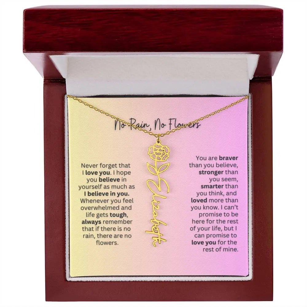 No Rain - No Flowers | Birth Necklace | Name Necklace | Elegant Jewelry Gift for Mom and Bonus Daughter - Ever Trendy Essentials