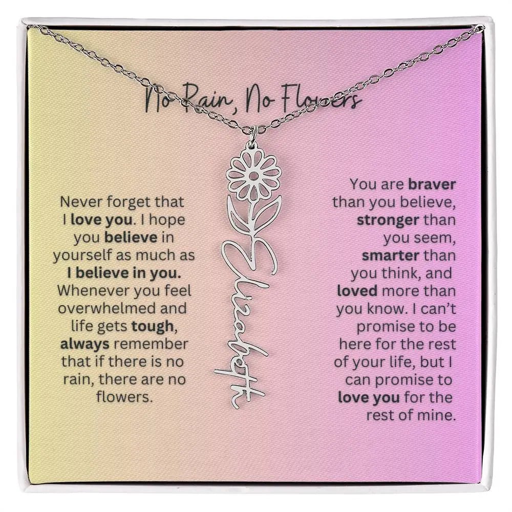 No Rain - No Flowers | Birth Necklace | Name Necklace | Elegant Jewelry Gift for Mom and Bonus Daughter - Ever Trendy Essentials
