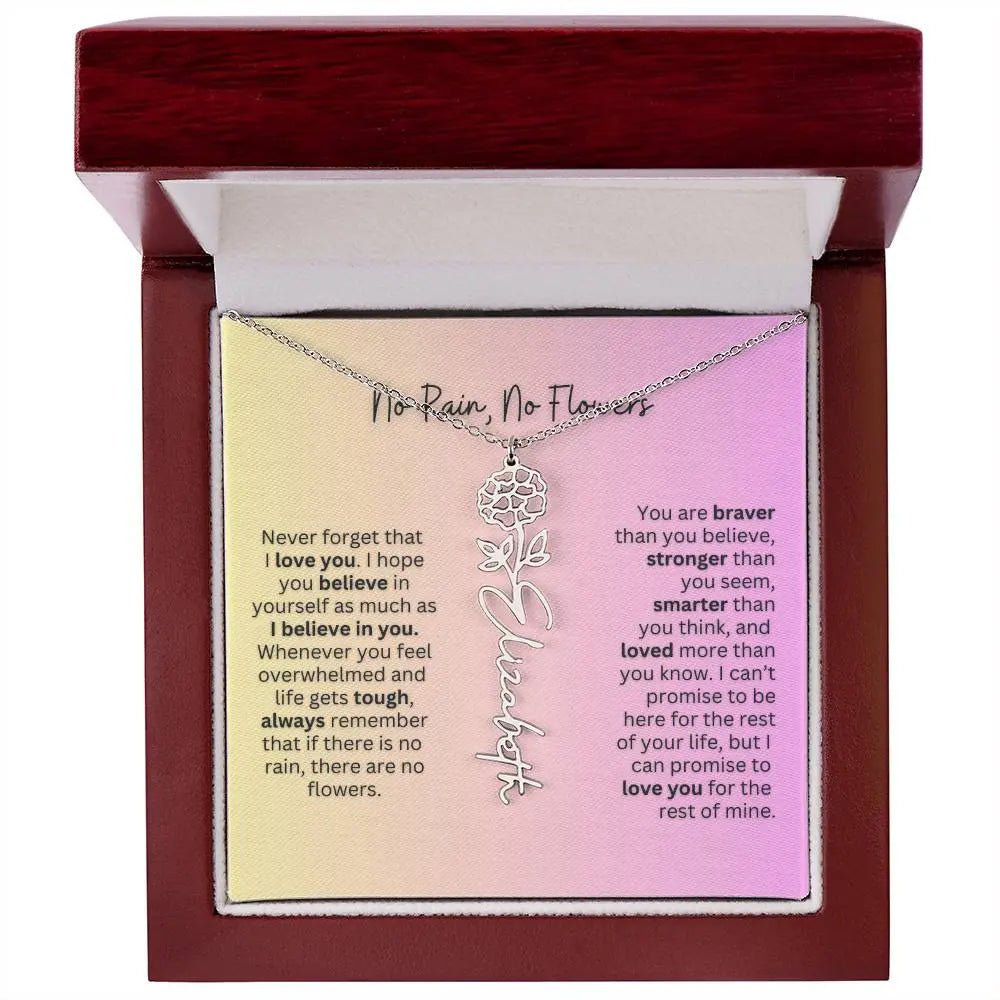 No Rain - No Flowers | Birth Necklace | Name Necklace | Elegant Jewelry Gift for Mom and Bonus Daughter - Ever Trendy Essentials