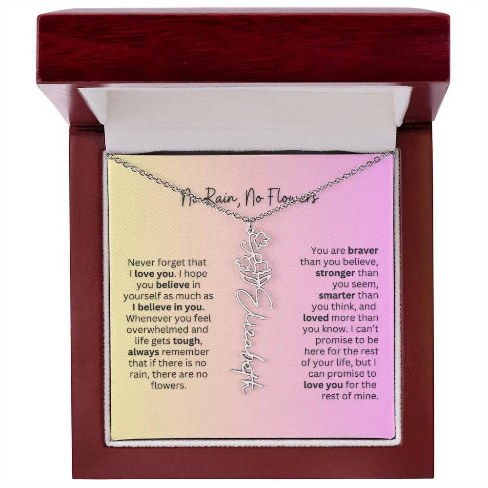 No Rain - No Flowers | Birth Necklace | Name Necklace | Elegant Jewelry Gift for Mom and Bonus Daughter - Ever Trendy Essentials