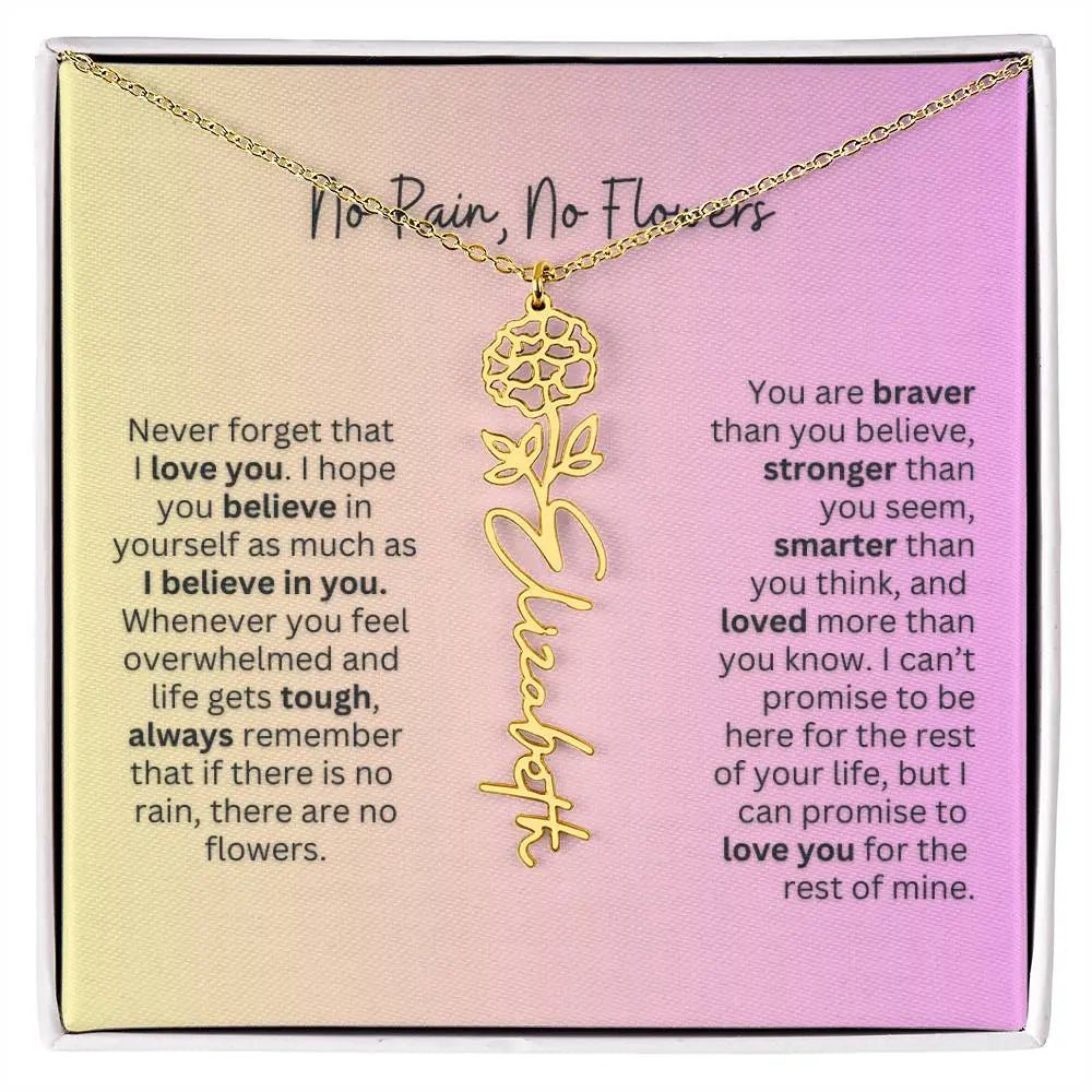 No Rain - No Flowers | Birth Necklace | Name Necklace | Elegant Jewelry Gift for Mom and Bonus Daughter - Ever Trendy Essentials