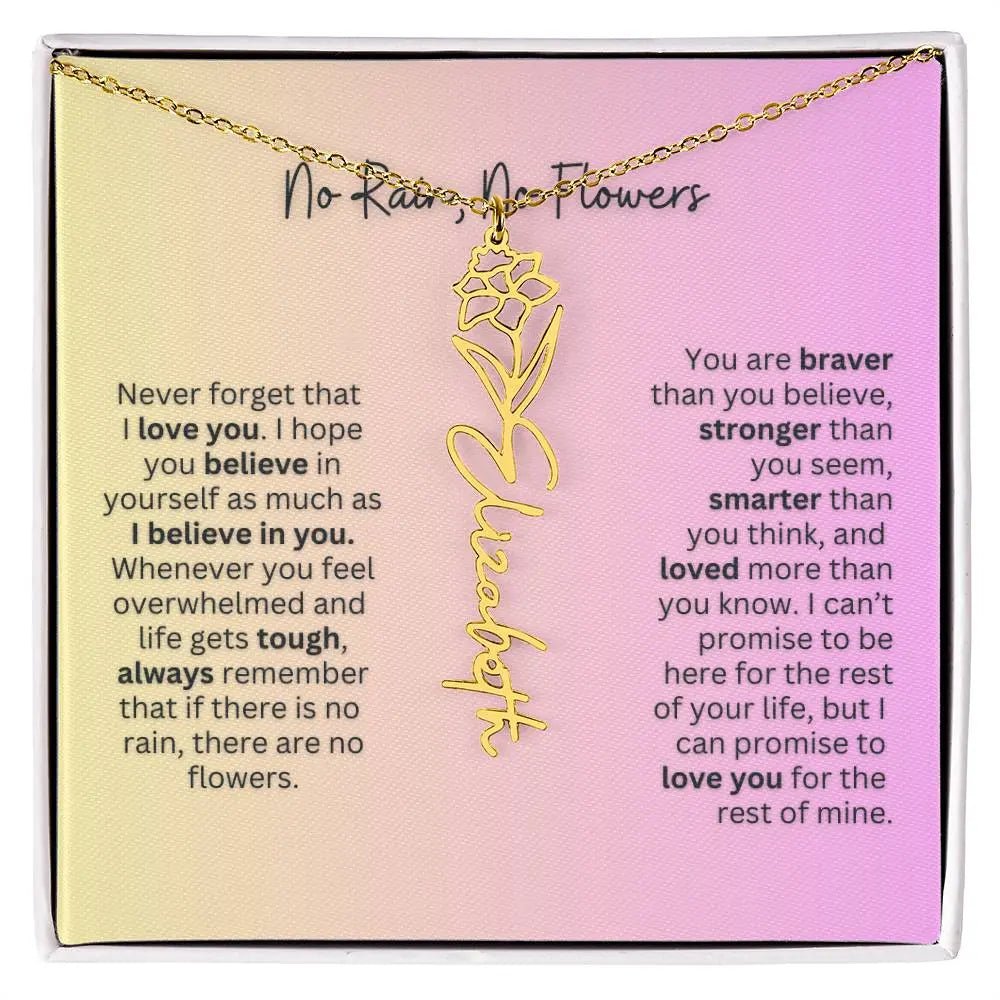 No Rain - No Flowers | Birth Necklace | Name Necklace | Elegant Jewelry Gift for Mom and Bonus Daughter - Ever Trendy Essentials