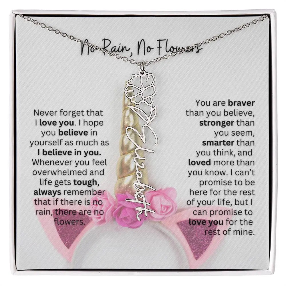 No Rain - No Flowers | Birth Necklace | Name Necklace | Enchanting Unicorn - Themed Jewelry Gift for Daughter, Wife, and Granddaughter - Ever Trendy Essentials