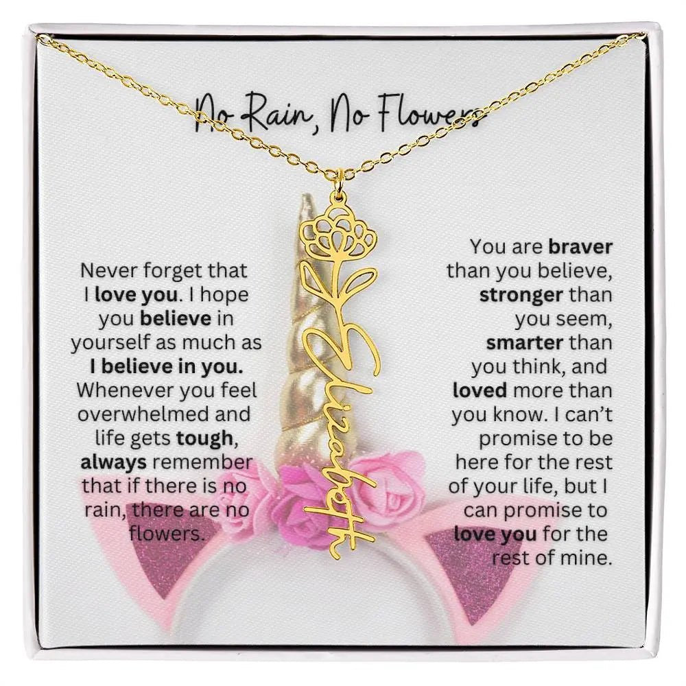 No Rain - No Flowers | Birth Necklace | Name Necklace | Enchanting Unicorn - Themed Jewelry Gift for Daughter, Wife, and Granddaughter - Ever Trendy Essentials