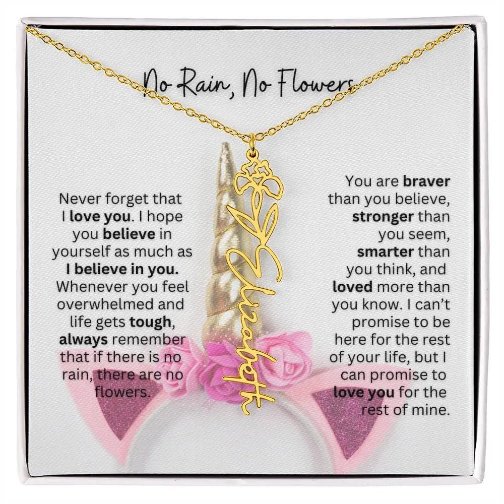 No Rain - No Flowers | Birth Necklace | Name Necklace | Enchanting Unicorn - Themed Jewelry Gift for Daughter, Wife, and Granddaughter - Ever Trendy Essentials