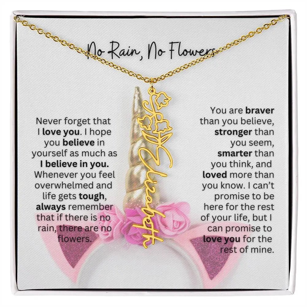 No Rain - No Flowers | Birth Necklace | Name Necklace | Enchanting Unicorn - Themed Jewelry Gift for Daughter, Wife, and Granddaughter - Ever Trendy Essentials