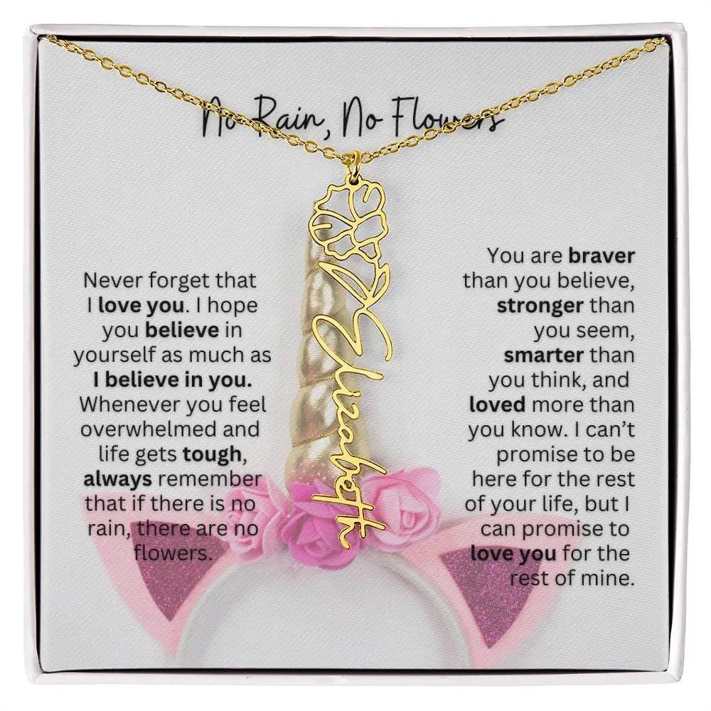 No Rain - No Flowers | Birth Necklace | Name Necklace | Enchanting Unicorn - Themed Jewelry Gift for Daughter, Wife, and Granddaughter - Ever Trendy Essentials