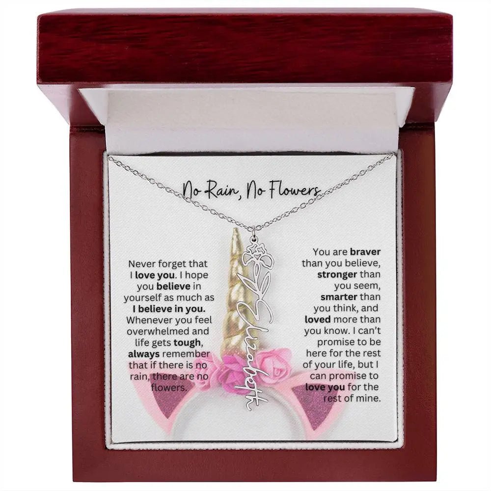 No Rain - No Flowers | Birth Necklace | Name Necklace | Enchanting Unicorn - Themed Jewelry Gift for Daughter, Wife, and Granddaughter - Ever Trendy Essentials