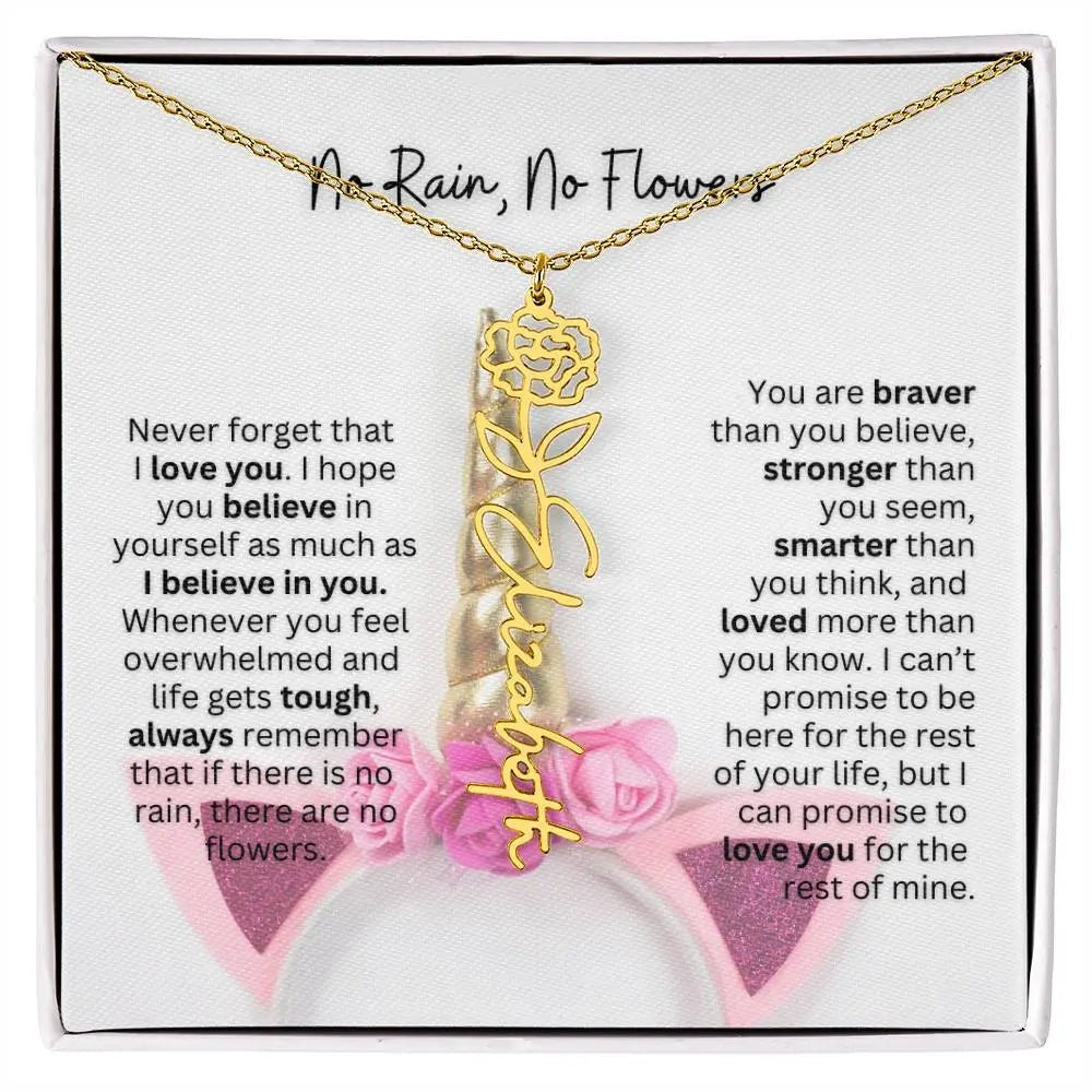 No Rain - No Flowers | Birth Necklace | Name Necklace | Enchanting Unicorn - Themed Jewelry Gift for Daughter, Wife, and Granddaughter - Ever Trendy Essentials