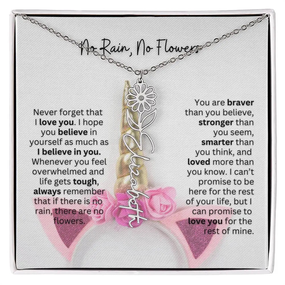 No Rain - No Flowers | Birth Necklace | Name Necklace | Enchanting Unicorn - Themed Jewelry Gift for Daughter, Wife, and Granddaughter - Ever Trendy Essentials