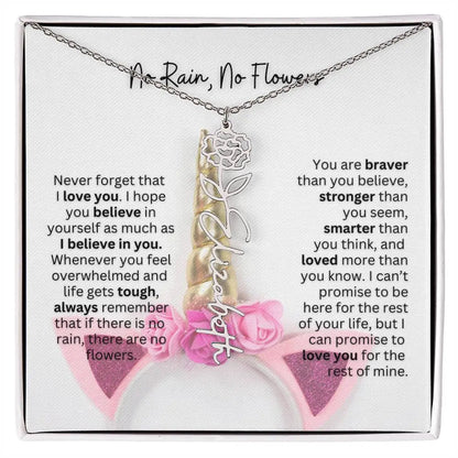 No Rain - No Flowers | Birth Necklace | Name Necklace | Enchanting Unicorn - Themed Jewelry Gift for Daughter, Wife, and Granddaughter - Ever Trendy Essentials