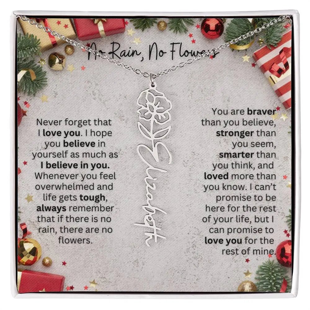 No Rain - No Flowers | Birth Necklace | Name Necklace | Festive Christmas Gift for Mom, Wife, Daughter, Sister, Best Friend, and Grandma - Ever Trendy Essentials