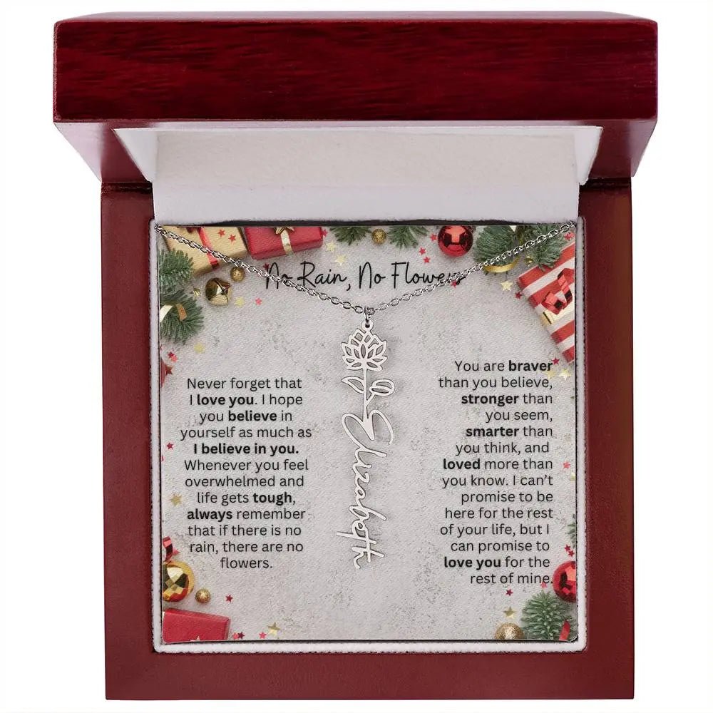 No Rain - No Flowers | Birth Necklace | Name Necklace | Festive Christmas Gift for Mom, Wife, Daughter, Sister, Best Friend, and Grandma - Ever Trendy Essentials