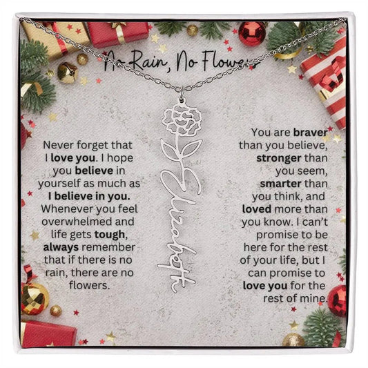No Rain - No Flowers | Birth Necklace | Name Necklace | Festive Christmas Gift for Mom, Wife, Daughter, Sister, Best Friend, and Grandma - Ever Trendy Essentials