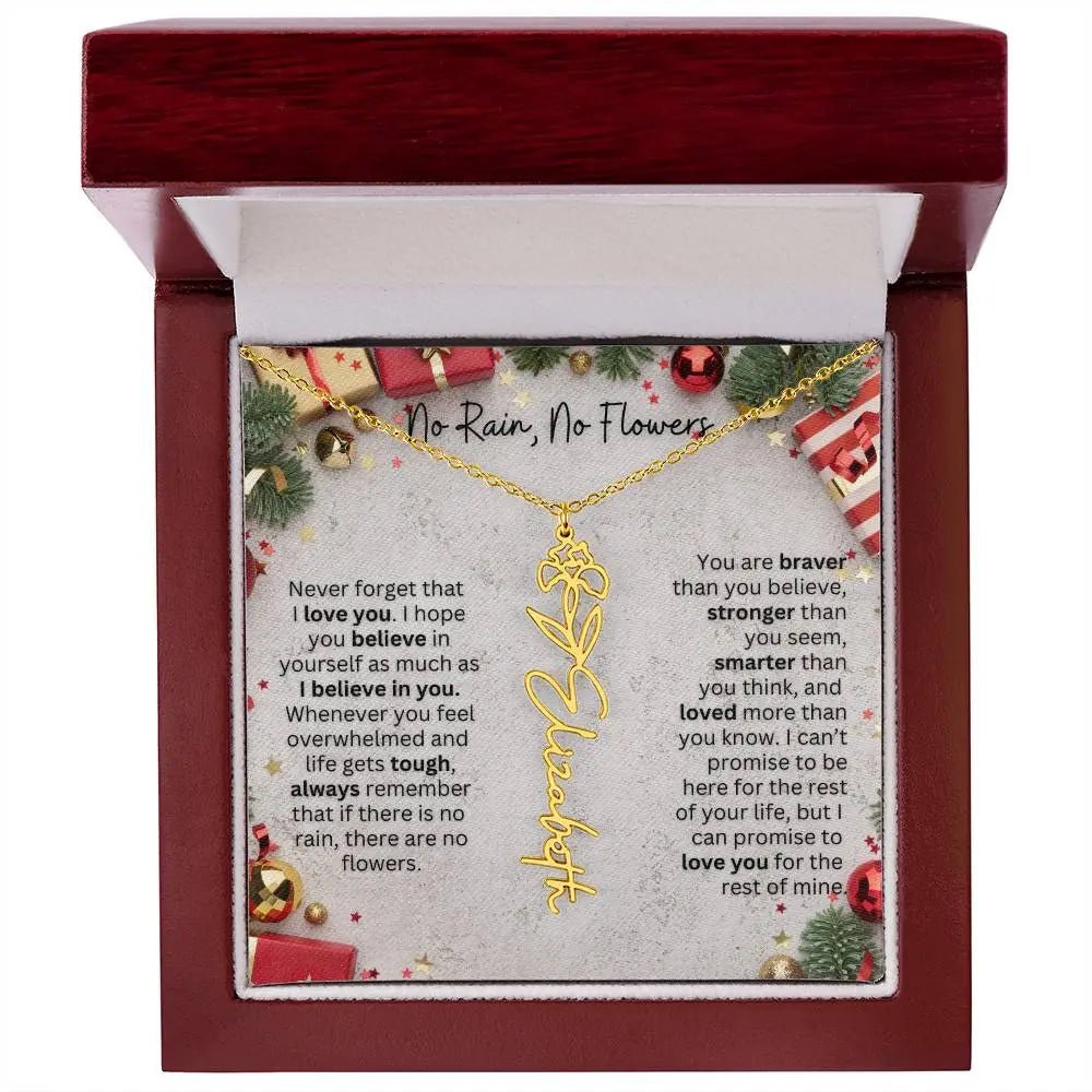No Rain - No Flowers | Birth Necklace | Name Necklace | Festive Christmas Gift for Mom, Wife, Daughter, Sister, Best Friend, and Grandma - Ever Trendy Essentials
