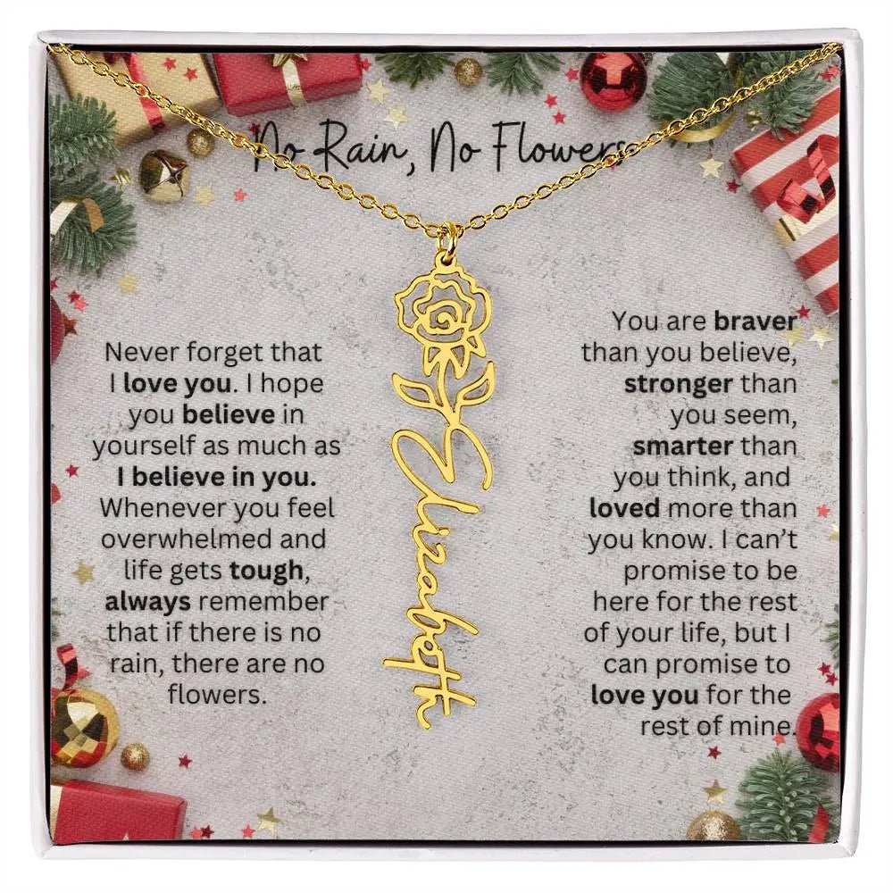 No Rain - No Flowers | Birth Necklace | Name Necklace | Festive Christmas Gift for Mom, Wife, Daughter, Sister, Best Friend, and Grandma - Ever Trendy Essentials