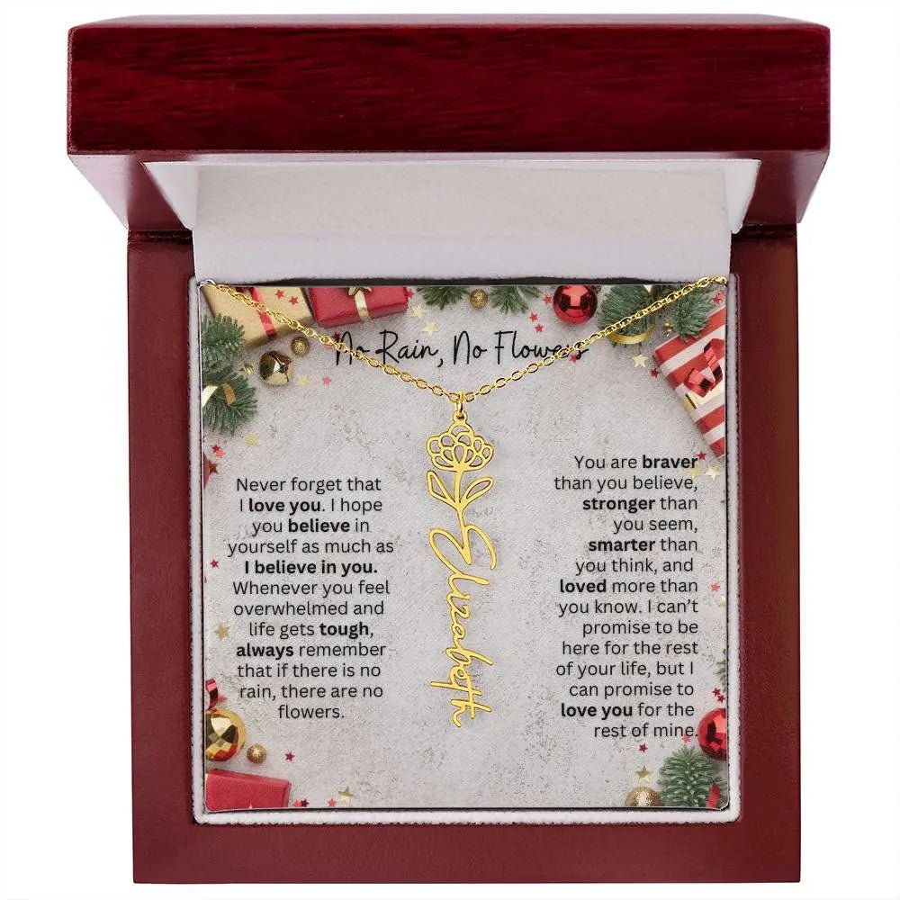 No Rain - No Flowers | Birth Necklace | Name Necklace | Festive Christmas Gift for Mom, Wife, Daughter, Sister, Best Friend, and Grandma - Ever Trendy Essentials
