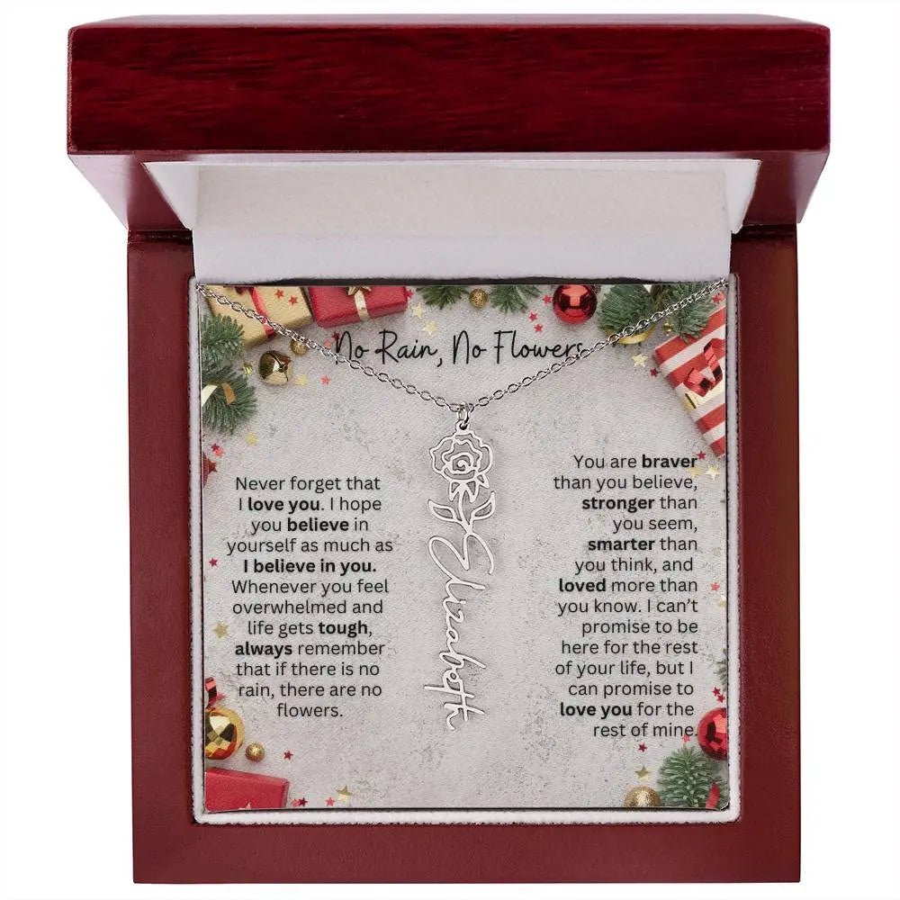 No Rain - No Flowers | Birth Necklace | Name Necklace | Festive Christmas Gift for Mom, Wife, Daughter, Sister, Best Friend, and Grandma - Ever Trendy Essentials