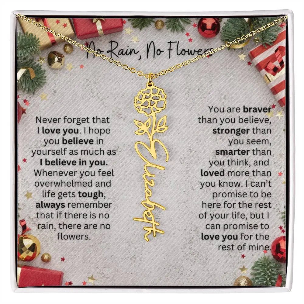 No Rain - No Flowers | Birth Necklace | Name Necklace | Festive Christmas Gift for Mom, Wife, Daughter, Sister, Best Friend, and Grandma - Ever Trendy Essentials