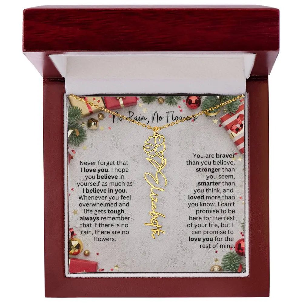 No Rain - No Flowers | Birth Necklace | Name Necklace | Festive Christmas Gift for Mom, Wife, Daughter, Sister, Best Friend, and Grandma - Ever Trendy Essentials