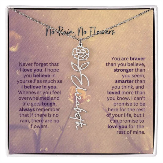 No Rain - No Flowers | Birth Necklace | Name Necklace | Jewelry Gift for Every Special Woman: Mom, Wife, Daughter, and Soulmate - Ever Trendy Essentials