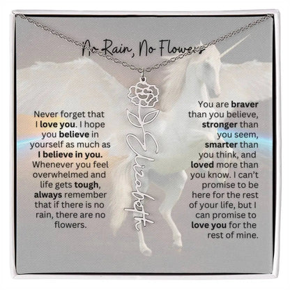 No Rain - No Flowers | Birth Necklace | Name Necklace | Magical Unicorn - Themed Personalized Gift for Daughter, Sister, and Best Friend - Ever Trendy Essentials