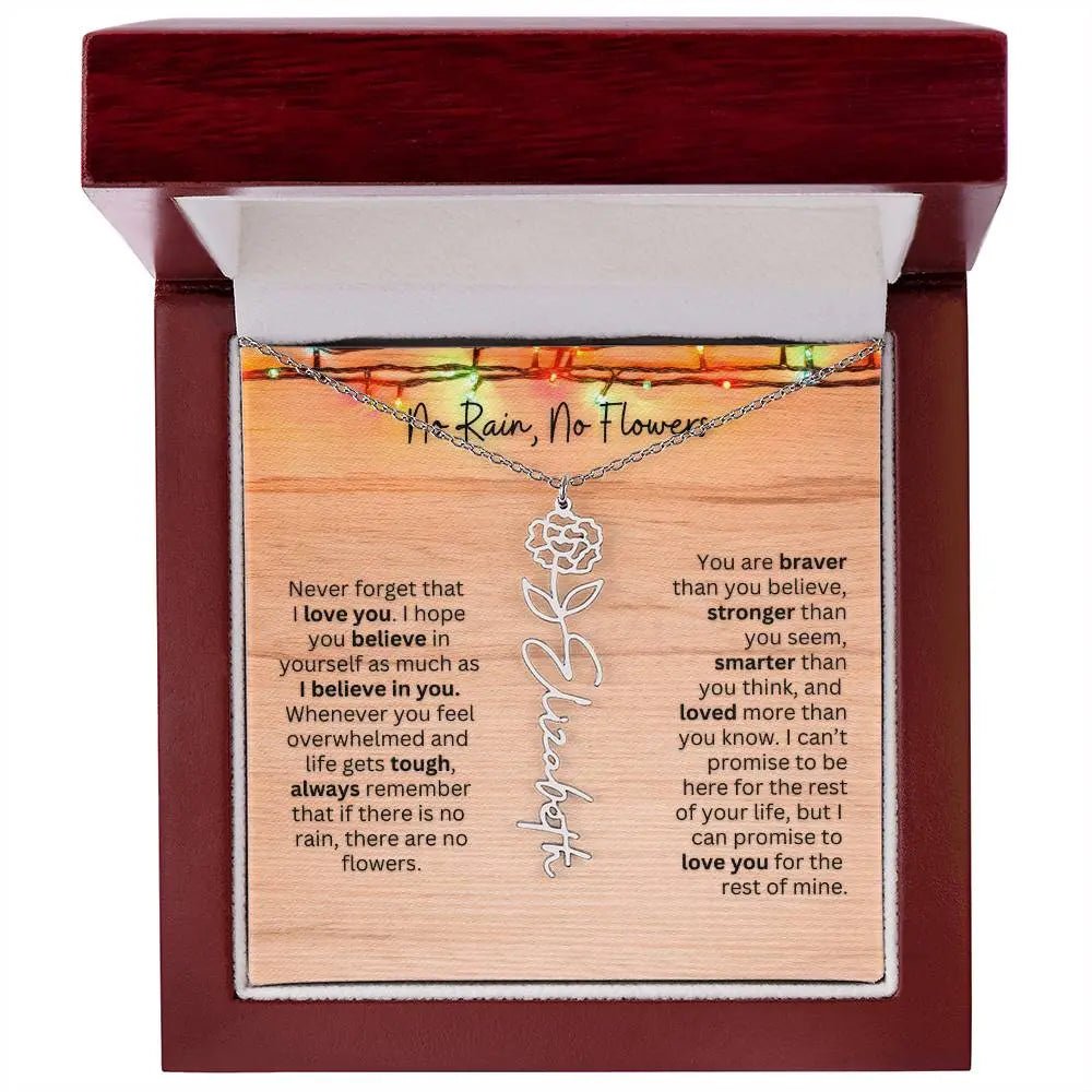 No Rain - No Flowers | Birth Necklace | Name Necklace | Perfect Christmas Gift for Mom, Wife, Daughter, Sister, Best Friend, and Grandma - Ever Trendy Essentials