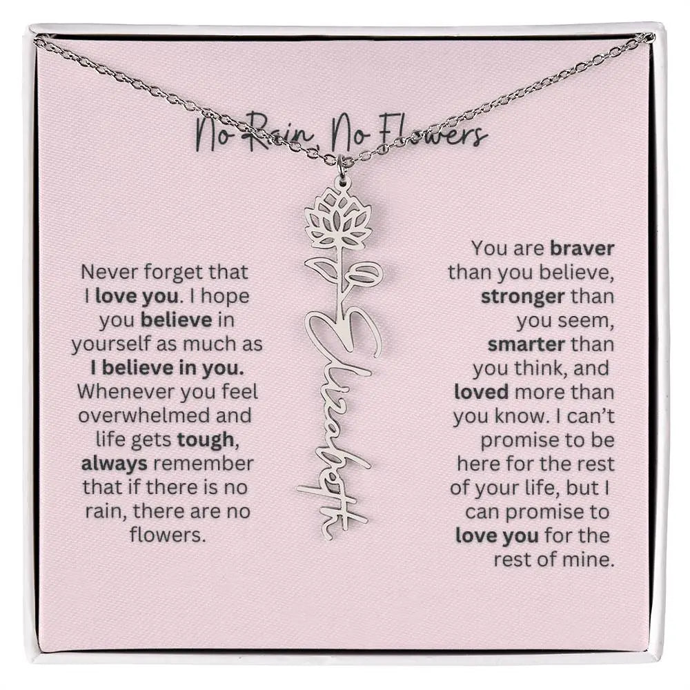 No Rain - No Flowers | Birth Necklace | Name Necklace | Personalized Gift for Mom, Bonus Daughter, and Sister - Ever Trendy Essentials