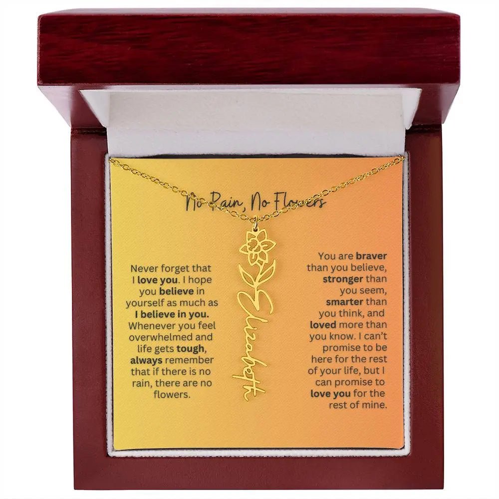 No Rain - No Flowers | Birth Necklace | Name Necklace | Personalized Jewelry Gift for Mom - Ever Trendy Essentials