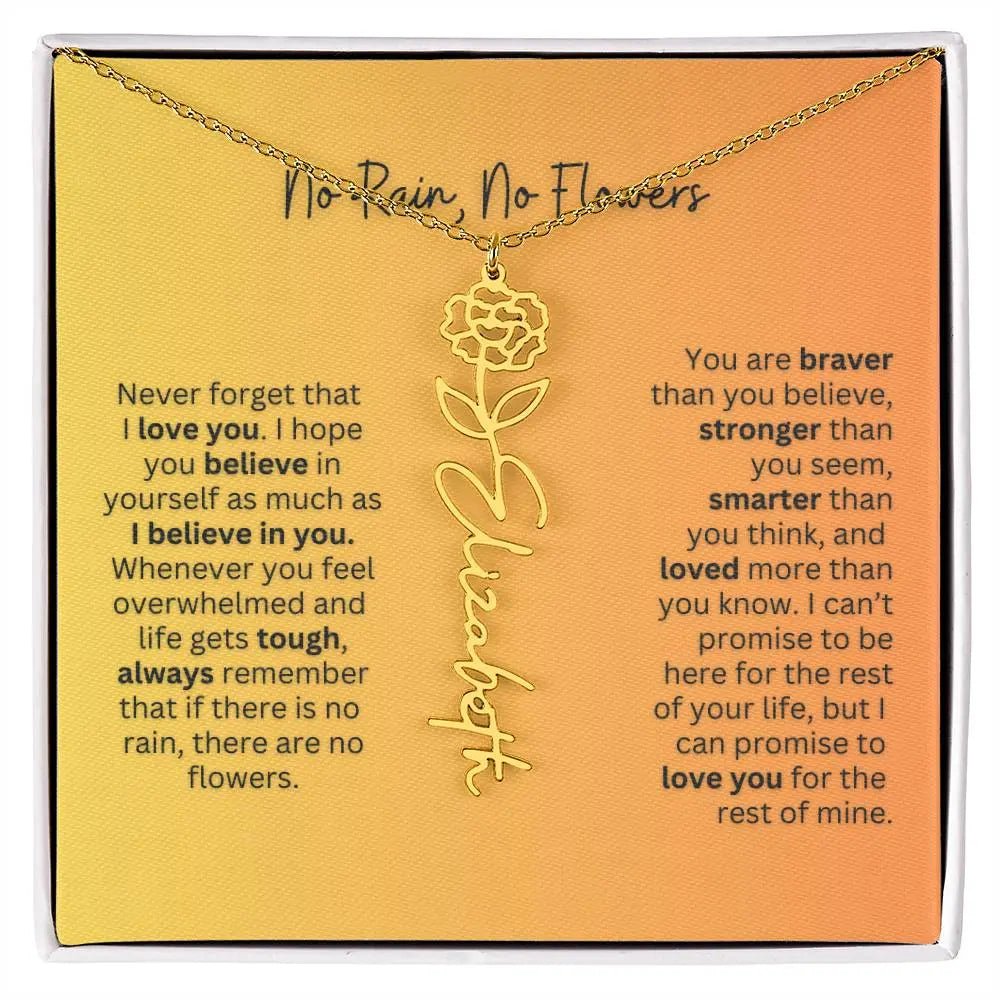 No Rain - No Flowers | Birth Necklace | Name Necklace | Personalized Jewelry Gift for Mom - Ever Trendy Essentials