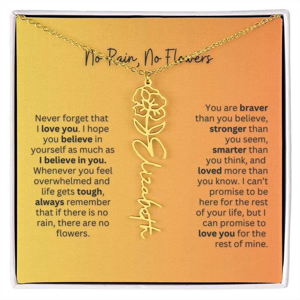 No Rain - No Flowers | Birth Necklace | Name Necklace | Personalized Jewelry Gift for Mom - Ever Trendy Essentials