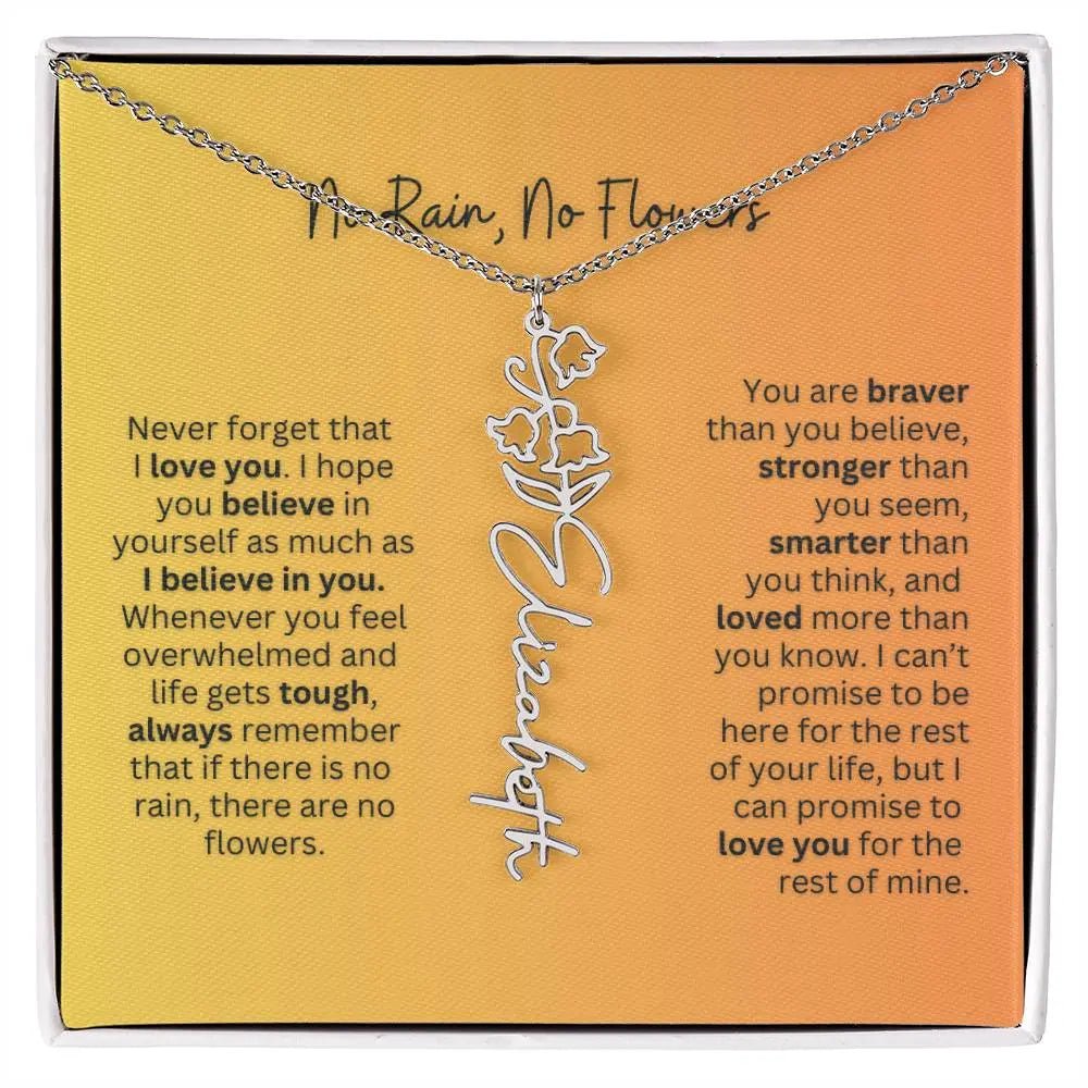 No Rain - No Flowers | Birth Necklace | Name Necklace | Personalized Jewelry Gift for Mom - Ever Trendy Essentials