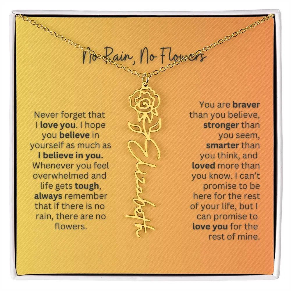 No Rain - No Flowers | Birth Necklace | Name Necklace | Personalized Jewelry Gift for Mom - Ever Trendy Essentials