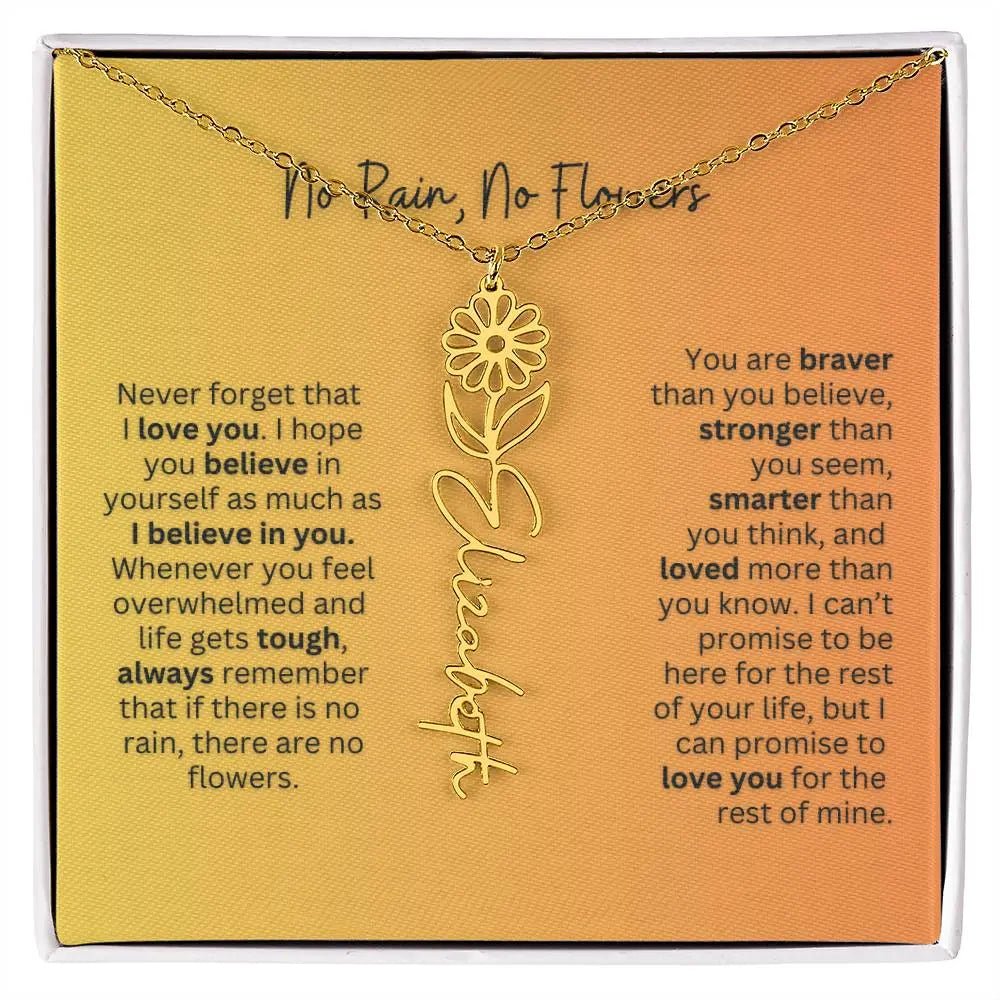 No Rain - No Flowers | Birth Necklace | Name Necklace | Personalized Jewelry Gift for Mom - Ever Trendy Essentials