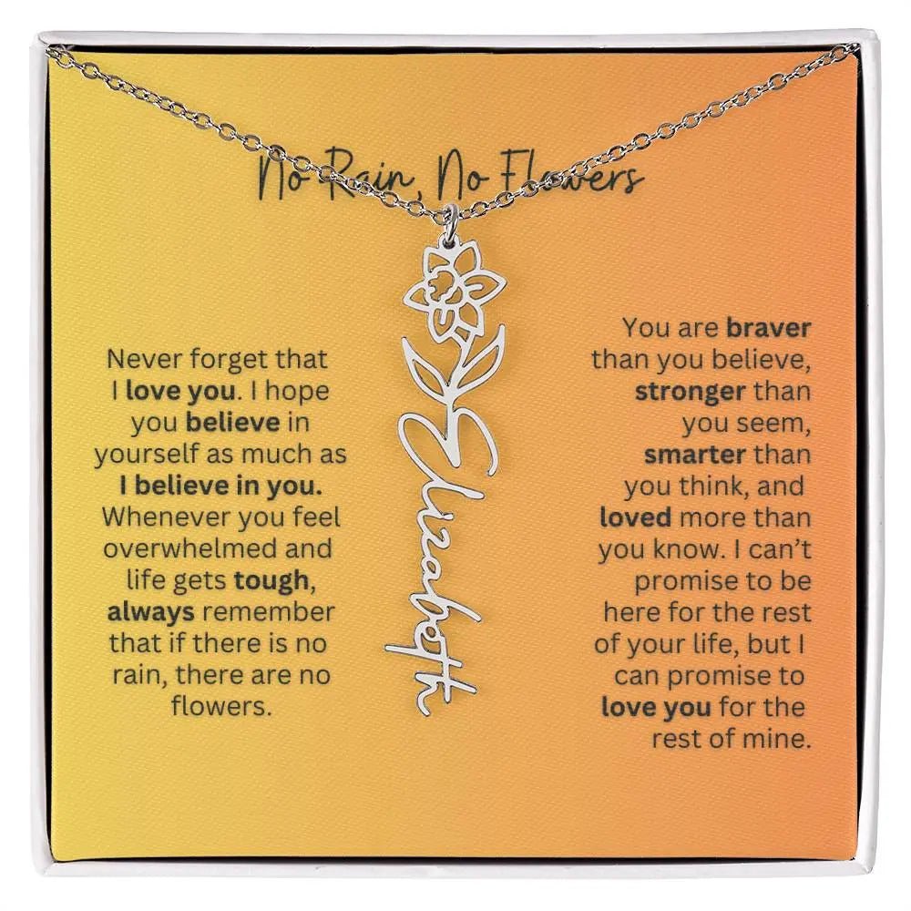 No Rain - No Flowers | Birth Necklace | Name Necklace | Personalized Jewelry Gift for Mom - Ever Trendy Essentials