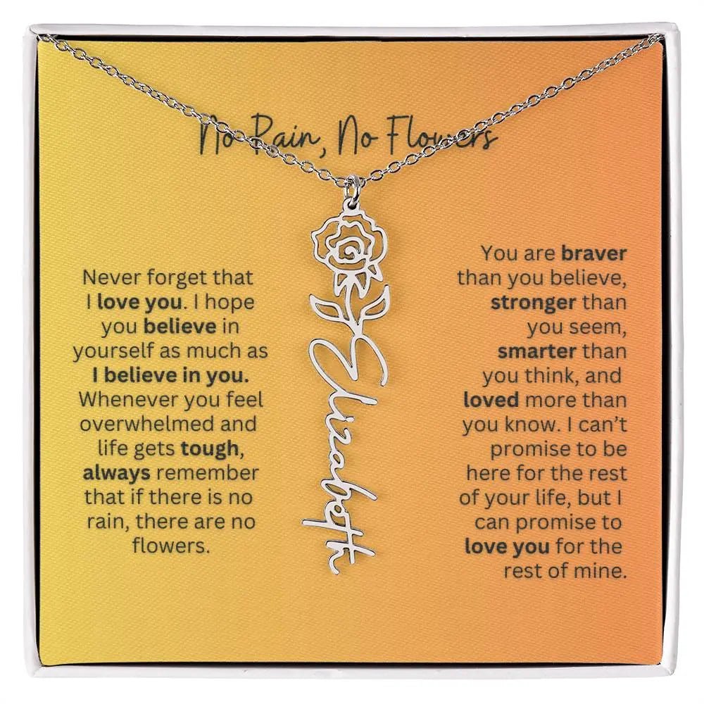 No Rain - No Flowers | Birth Necklace | Name Necklace | Personalized Jewelry Gift for Mom - Ever Trendy Essentials