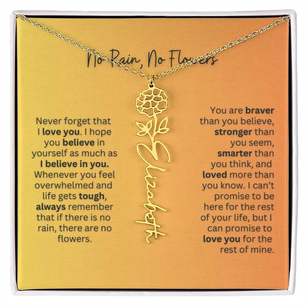No Rain - No Flowers | Birth Necklace | Name Necklace | Personalized Jewelry Gift for Mom - Ever Trendy Essentials