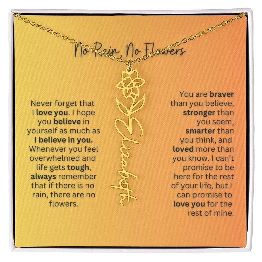 No Rain - No Flowers | Birth Necklace | Name Necklace | Personalized Jewelry Gift for Mom - Ever Trendy Essentials