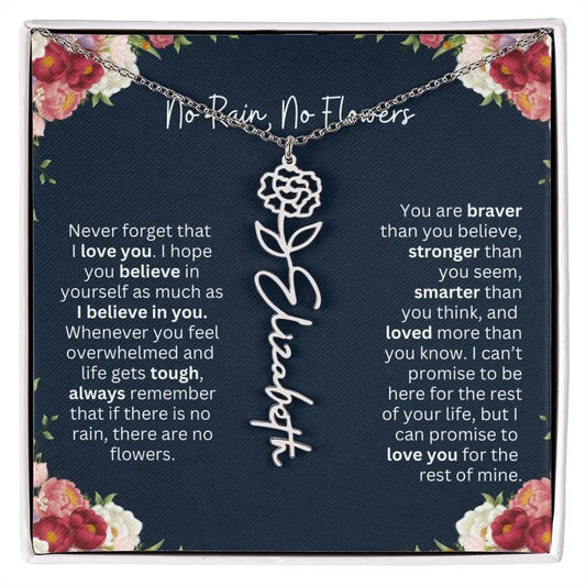 No Rain - No Flowers | Birth Necklace | Name Necklace | Personalized Jewelry Gift for Mom, Wife, Daughter, Sister, and Soulmate - Ever Trendy Essentials