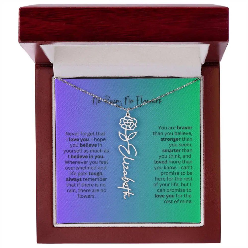 No Rain - No Flowers | Birth Necklace | Name Necklace | Special Gift for Mom, Sister, and Soulmate - Ever Trendy Essentials
