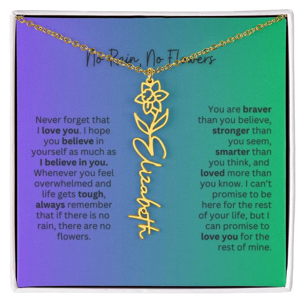 No Rain - No Flowers | Birth Necklace | Name Necklace | Special Gift for Mom, Sister, and Soulmate - Ever Trendy Essentials