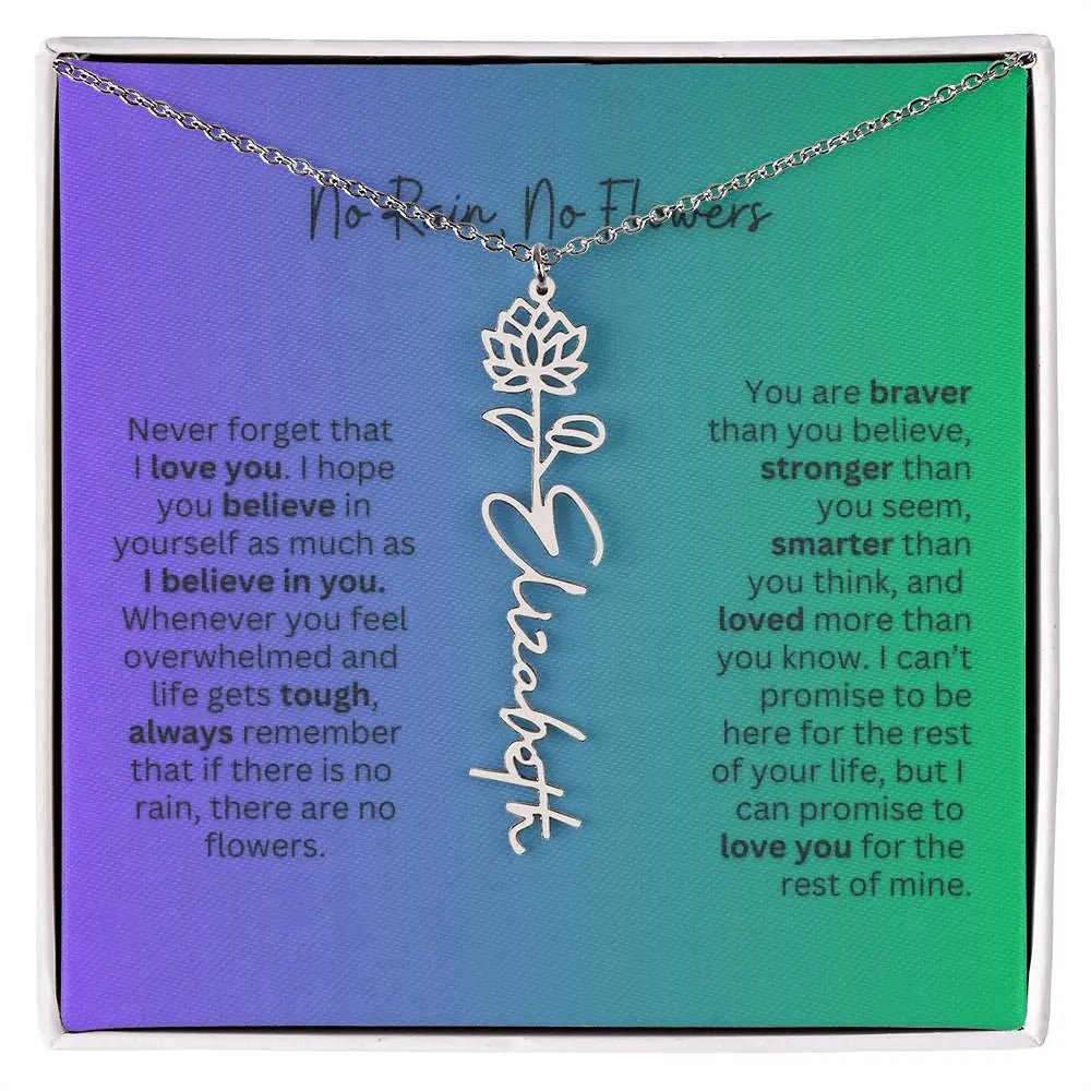 No Rain - No Flowers | Birth Necklace | Name Necklace | Special Gift for Mom, Sister, and Soulmate - Ever Trendy Essentials