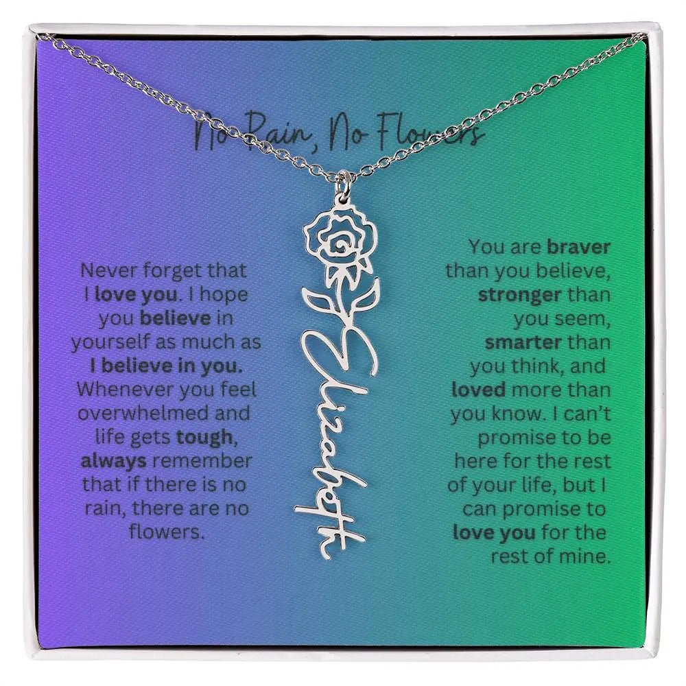 No Rain - No Flowers | Birth Necklace | Name Necklace | Special Gift for Mom, Sister, and Soulmate - Ever Trendy Essentials