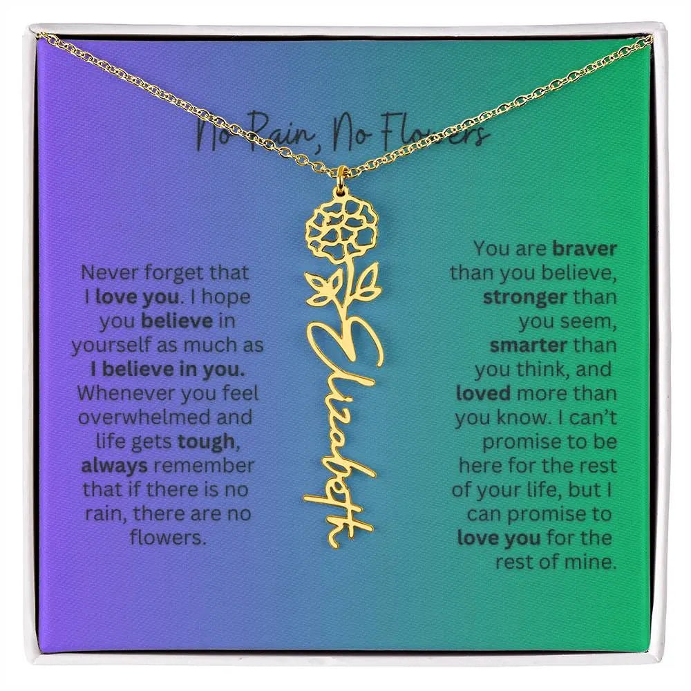 No Rain - No Flowers | Birth Necklace | Name Necklace | Special Gift for Mom, Sister, and Soulmate - Ever Trendy Essentials