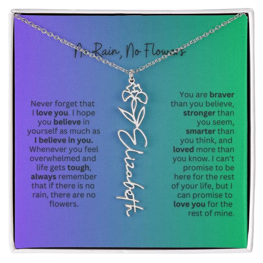No Rain - No Flowers | Birth Necklace | Name Necklace | Special Gift for Mom, Sister, and Soulmate - Ever Trendy Essentials