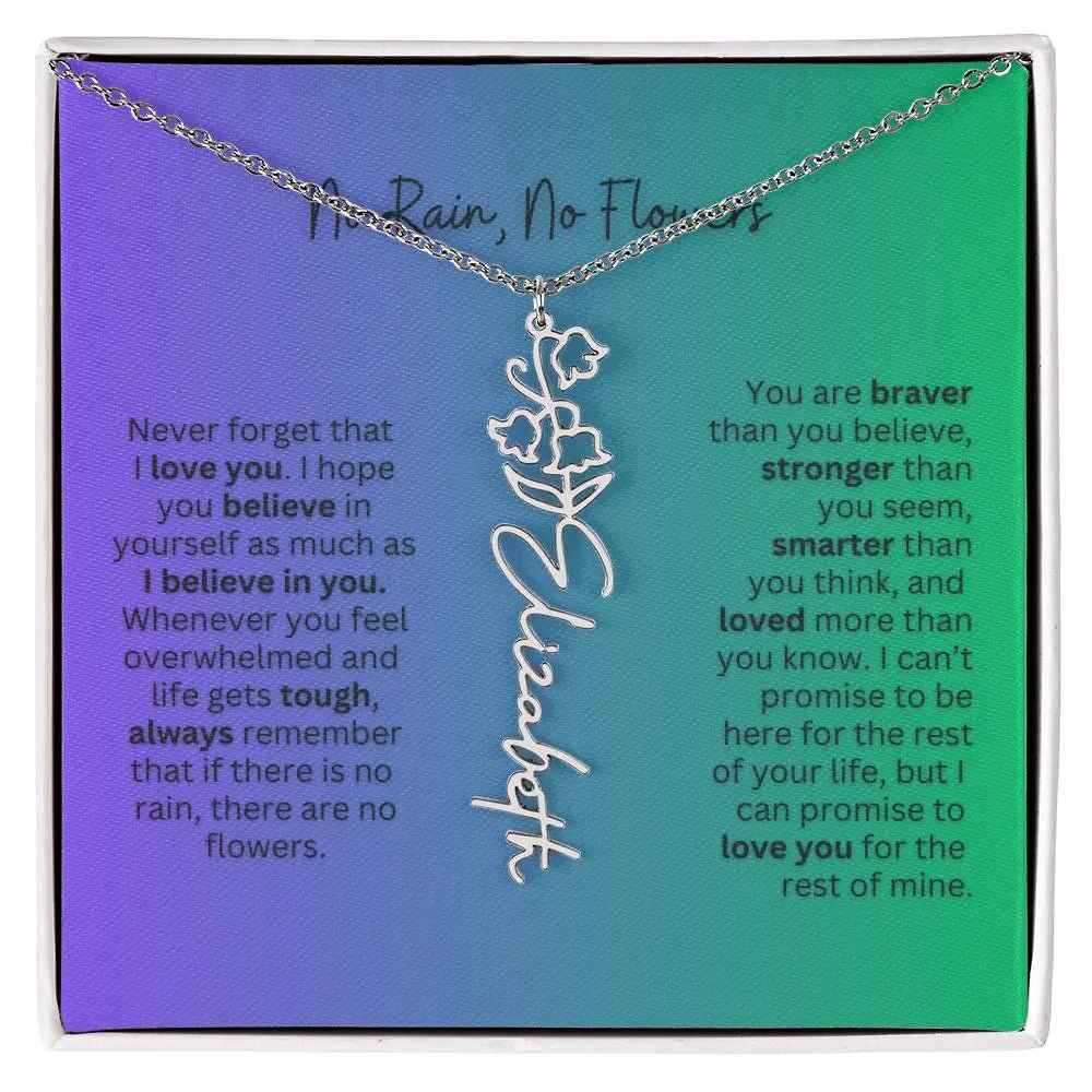 No Rain - No Flowers | Birth Necklace | Name Necklace | Special Gift for Mom, Sister, and Soulmate - Ever Trendy Essentials