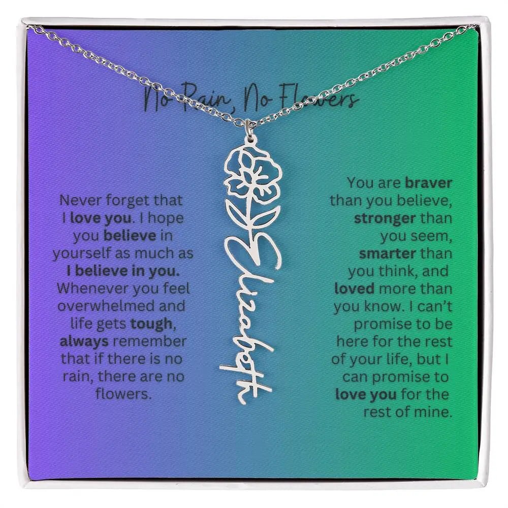 No Rain - No Flowers | Birth Necklace | Name Necklace | Special Gift for Mom, Sister, and Soulmate - Ever Trendy Essentials